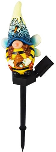 Lampes solaires décoratives, Gnome solaire - Figurine décorative extérieure allume la statue de nain de jardin - Lampe solaire Gnome en forme d'abeille, décoration de jardin, extérieur, accessoires de
