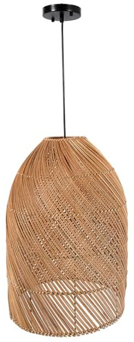 VIVANNO Deckenlampe Rattan ESSENCE - Boho Hängeleuchte Bambus Natur | Pendelleuchte für Wohnzimmer und Decke - Nachhaltige Korblampe mit Lampenschirm aus Bambus und Rattan - Beige Hängelampe