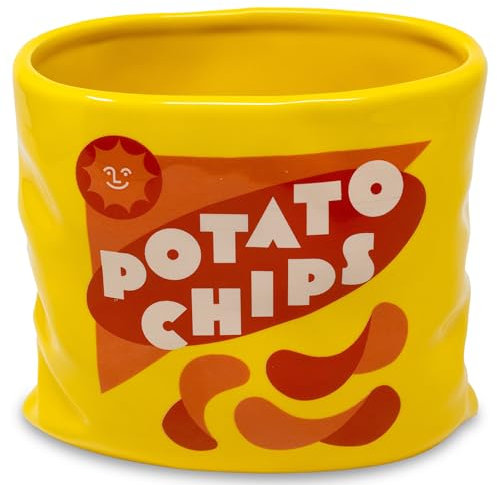 ban.do Vase vintage en forme de sac pour frites de pommes de terre, vase décoratif en céramique, grand vase à fleurs, décoration unique pour la maison/cuisine/bureau