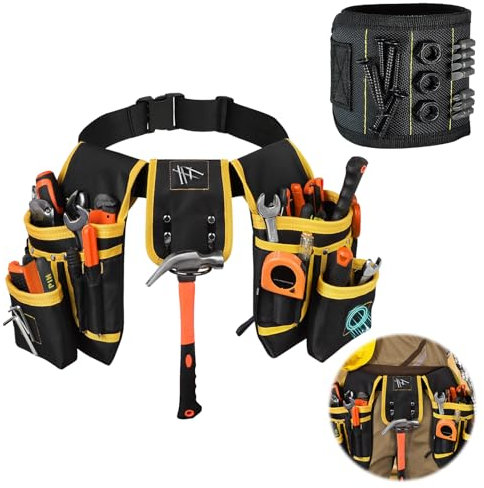 Tool Belt, Magnetic Tool Pouch, 26 Pockets Heavy-Duty Oxford Adjustable Tool Bag for Electrician, Carpenter,Construction,Utility Belt