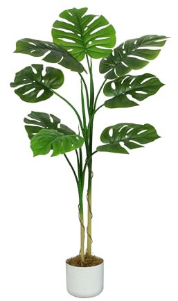 mcc direct Artificial Monstera Tree, 120cm Tall Large Decorative Artificial Plant with Plastic Planter and Artificial Moss for House Bedroom Office Garden Store Decoration