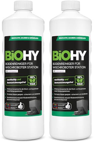 BiOHY Floor Cleaner for Mop Robot Station with Spring Fragrance (2 x 1 Litre) | Concentrate Cleaner for All Mop & Robot Vacuum Cleaner with Wet Function | Low Foam & Streak Free | For All Floors
