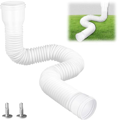 Canali del Tetto, Tubi di Caduta, Estensione Delle Grondaie da 150 cm Estensioni a Tubi di Distorsione in Modo Flessibile kit Flessibile, Fossato Della Pioggia Estensione (1 Bianco)