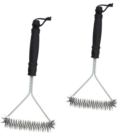 PARFCO 30 cm Brosse Grille Barbecue, 2 Pièces Brosse Barbecue Weber, Triangulaire Brosse Metallique Barbecue, Brosse BBQ avec Poignées pour Grilles de Barbecue, Grilles de Barbecue, Cuisinières