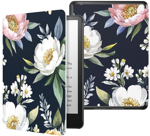 MoKo Hülle für 7 Kindle Paperwhite 12. Gen & Colorsoft, Pfingstrose | Leicht&Schlank, Leichte PU, Auto Schlaf/Aufwach, für Kindle Paperwhite 12. Gen 2024&Kindle Colorsoft 1. Gen 2025/2026