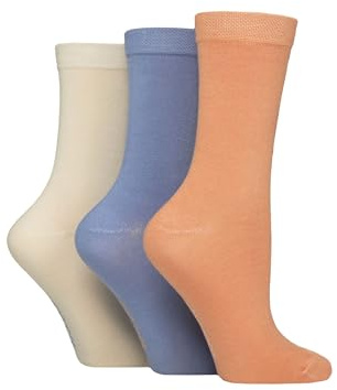 SockShop Ladies’ Plain Patterned Striped Bamboo Socks Soft Breathable Socks Assorted Colours 4-8 Pack of 3 (UK, Numeric, 4, 8, Regular, Regular, Plain Crisp Winter)