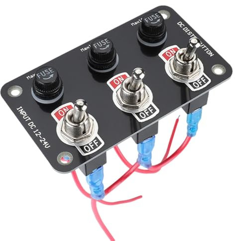 Kit de panneau à bascule - Boîte d'alimentation, système de câblage | Panneau de commutateur à bascule à bascule 12V 24V étanche, configuration de bateau Marine RV avec fusible 10A pour le tableau de