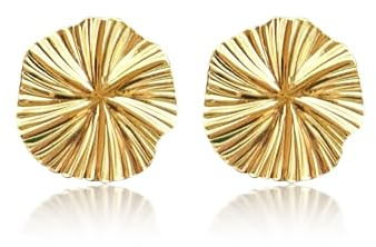SJUIEO Dicke Goldene Ohrringe Damen - Handgefertigte Scheiben-Designs mit Hammerschlag-Textur, Vintage Schmuck aus 14K Goldbeschichtetem Metall, Minimalistische