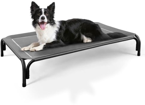DOPEDIO Raised Dog Bed Dark Grey L Size Cooling Breathable Elevated Pet Bed | Oxford Cloth Mesh, Dry and Comfortable Throughout the Four Seasons, Suitable for Outdoor Travel