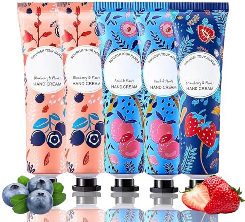 5 Stück Frucht Handcreme Set, Handcreme Mini Kleine Geschenke für Frauen, Weihnachts Hand Cream für sehr trockene Hände, Kleinigkeiten für Adventskalender, Feuchtigkeitsspendende Handpflege, 5×30g