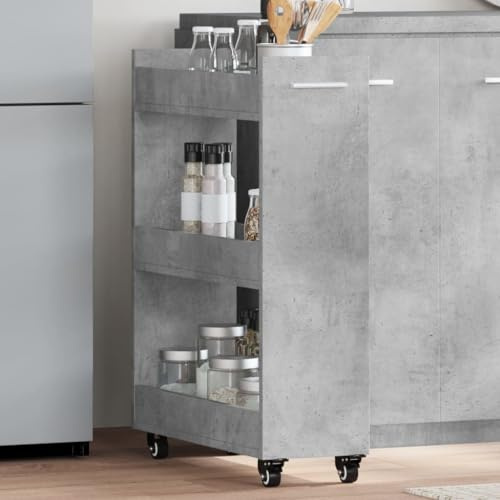 mtlskopl Rollcontainer mit Rollen Werkstattschrank 60x22x79 cm Betongrau Robuster Holzwerkstoff für Büro Balkon Keller und Garten