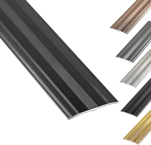 6cm Extra Wide Aluminum Carpet Cover Strip Door Bar Trim - 90cm/105cm/150cm Premium Doorway Threshold Transition For Floor Gaps(Black,90cm/35in)