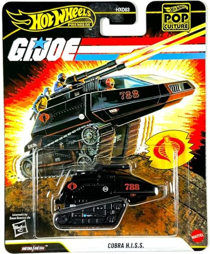Hot Wheels Cobra H.I.S.S. G.I. Joe Pop Calture Premium Series 1:64 Scale Collectible Die Cast Metal Toy Car Model with Rubber Real Riders