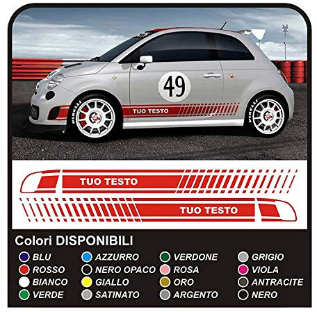 Adesivi fasce laterali assetto corse stickers decal (ROSSO)