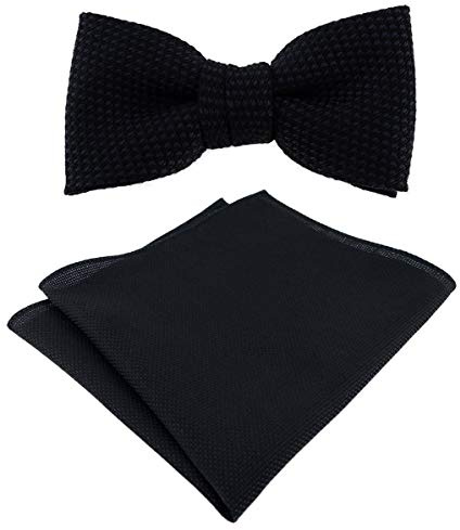 TigerTie Set Kleinkinder Baby Fliege Pique + Einstecktuch in uni gemustert 100% Baumwolle, vorgebundene Schleife mit Sichtband - 20 bis 32 cm Halsumfang verstellbar + Aufbewahrungsbox