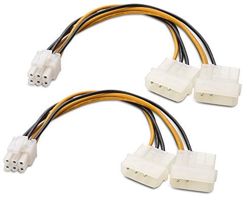 Cable Matters 2er-Pack 6-Pin PCIe zu Molex Stromkabel, 2 Molex zu 6-Pin PCIe - 15 cm