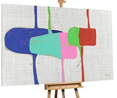 KunstLoft® XXL Gemälde 'Trio der Farben' 180x120cm | original handgemalte Bilder | Nonfigurative Kunst Bunt | Leinwand-Bild Ölgemälde einteilig groß | Modernes Kunst Ölbild