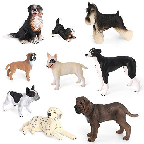 Volnau Dog Figurines Animal Toys 9PCS Mini Puppy Figures for Kids Toddlers Decorations Preschool Educational Cake Topper Set