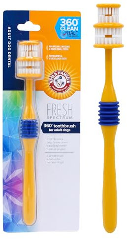 Arm & Hammer for Pets Fresh Spectrum 360 Degree Dog Toothbrush for Large Dogs | Dog Toothbrush Bristles Help Break Down Plaque and Tartars for Adult Dogs, Molars, Incisors, and All Teeth, White