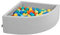 KiddyMoon Viertel Eckig Bällebad Bällepool 90X30cm/300 Bälle ∅ 7Cm Ballgruben Für Babys Spielbad Kleinkinder, Hergestellt In Der EU, Hellgrau:Hgrün/Orange/Türkis/Blau/Babyblau/Gelb