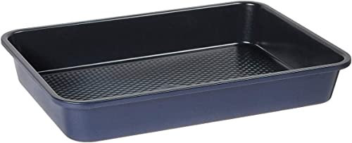 Blue Diamond Bakeware Molde rectangular Antiadherente cerámico con infusión de diamante para tartas de 33 cm x 23 cm, fácil de desmoldar, apto para lavavajillas y congelador, sin PFAS, azul