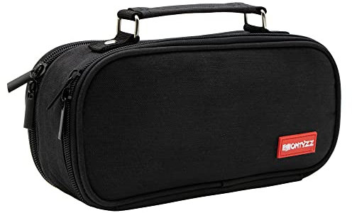 Federmäppchen Teenager Große Kapazität Federtaschen 2 Fach Mäppchen Mädchen Jungen Canvas Federtasche für Schule Arbeit Kosmetische AufbewahrungTasche Schwarz