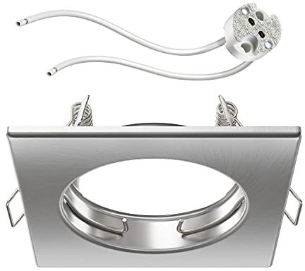 ledscom.de Deckeneinbaurahmen RIR Einbaurahmen chrom matt eckig (LED/Halogen/MR16/50mm) inkl. GU5.3 Fassung