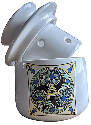 Bzh – Mantequera conservadora de agua con la antigua TRISKEL CELTE. Fabricación manual artesanal en Bretaña Francia por Faiencerie de Pornic