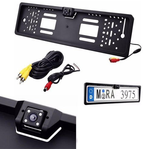 AntDau71 - Porta targa per auto con telecamera posteriore 4 led visione notturna retromarcia per parcheggio cw236