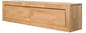 Nordic Story Schwebender Schrank mit 2 Schubladen aus Massivholz Eiche, TV-Möbel, nordischer Stil (100 x 25 x 30 cm, Eiche Natur)