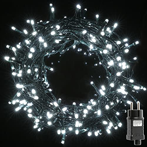 H HANSEL HOME Guirnalda Luces Led de Navidad Luces de Árbol de Navidad Uso Interior/Exterior IP44 Impermeable Cable Verde (Luz Blanco, 1000 Leds 50M)