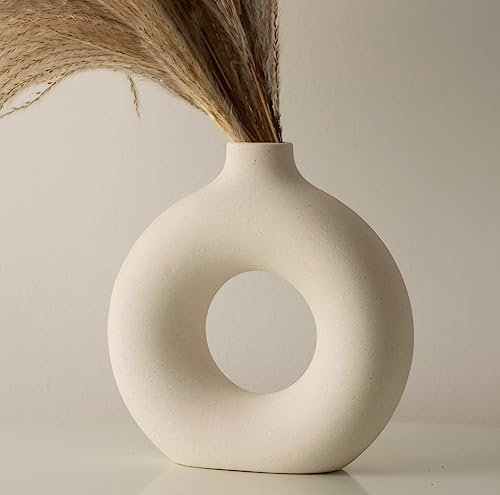 Large Vase For Pampas Grass, Living Room Decor, Bedroom Decor, Dining Table Decorations, Aesthetic Room Decor, Boho Home Decor, White Vase Kitchen, Large Round Vase Shelf Ornaments