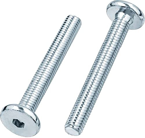 Vite a testa piatta per mobili con filettatura metrica, bulloni completamente filettati, per mobili, lettini, lettini e sedie (confezione da 12) (M8 x 50 mm, argento)