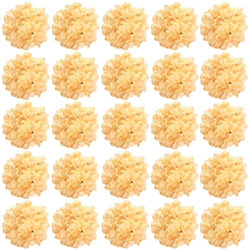 FagusHome 30 Stück künstliche Hortensien BlumeKöpfe 18cm Künstliche Blumen Köpfe mit Stielen Gefälschte Blumen für Deko (Champagne)