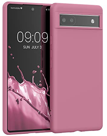 kwmobile Hülle für Google Pixel 6a TPU Case - Handyhülle unterstützt kabelloses Laden, Flexible Schutzhülle, gummiertes Cover in Dark Rose