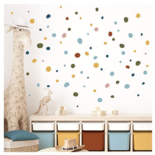 Little Deco Wandsticker Tupfen für Babyzimmer 92 Stück Kinderzimmer Wandtattoo Punkte Kreise Dots in Blau Rot Gelb Set Wanddeko Wandaufkleber DL925-11