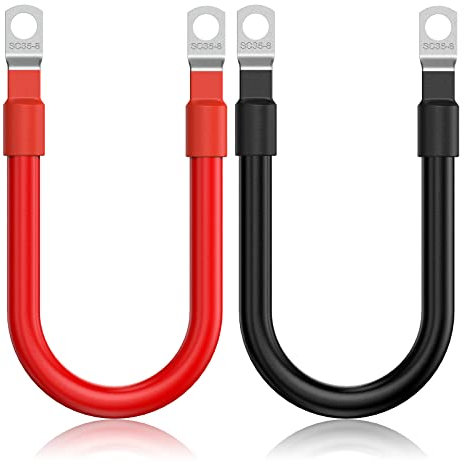 Thlevel Batteriekabel 30cm 2AWG 33mm² Auto 12V Batterie Kabel mit Ringklemmen Kupferdraht für Solar Motorrad Wohnmobil LKW 2 Stücke