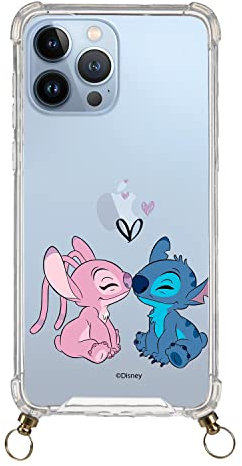 Official Lilo & Stitch Kiss Clear Pendant for iPhone 13 Pro MAX - Choose the Case Type You Like with Official Disney License