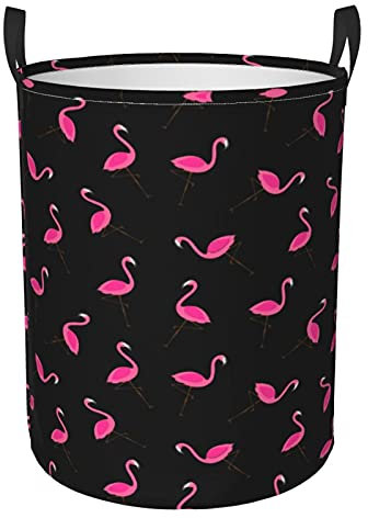 Panier à linge pliable en tissu Oxford avec poignée Motif flamants roses