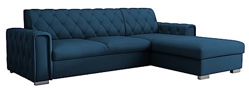 Mirjan24 Eckcouch Ritozi, Ecksofa mit Bettkasten und Schlaffunktion, Polsterecke, Bettsofa, Gesteppte Rückenlehne, Schlafcouch L-Form Sofa, Couch, Wohnlandschaft (Kronos 09, Seite: Rechts)