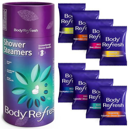 BodyRefresh Confezione da 8 bombe da doccia con oli essenziali, regali di compleanno per donne, regali di compleanno per donne, regali per Natale, calze da donna (8 pompe da doccia)
