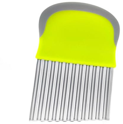 AIOUNIYA Wellenschneider Wellenmesser Riffelmesser aus Edelstahl Wellenschnittmesser für Gemüse,Pommes, Butter, und Obst (Grün)