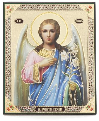 NKlaus Erzengel Gabriel Holz Ikone 10x12cm christlich orthodox, religiös 13920