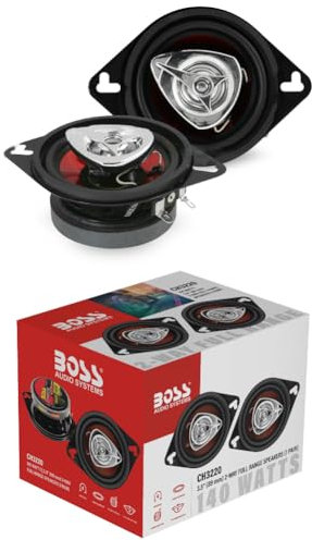 Kit Set para Boss Audio Systems CH3220 2 Altavoces coaxiales de 2 vías de 8,9 cm 89 mm 3,5 de diámetro, 70 vatios rms y 140 vatios máx., 4 ohmios, suspensión de Goma, par