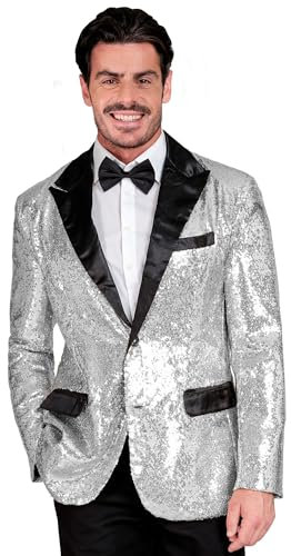 W WIDMANN MILANO Party Fashion - Party Fashion Jackett mit Pailletten für Herren, Satin, Disco Fever, Schlagermove