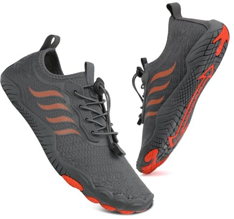 Badeschuhe Wasserschuhe Herren Damen Strandschuhe Barfußschuhe Sommer Schwimmschuhe Aquaschuhe Schnell Trocknen Surfschuhe Grau EU44