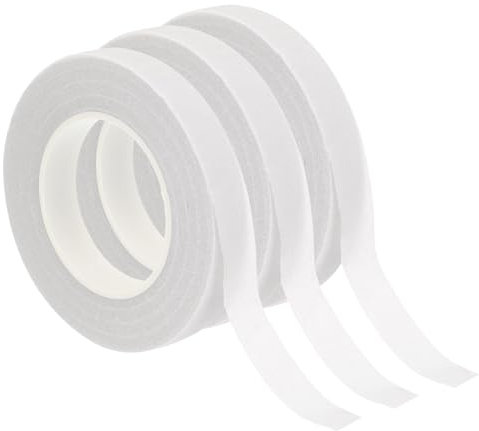 PATIKIL Ruban Floral 1/2 x 30 Yards, Lot de 3 Rubans Adhésifs pour Envelopper les Tiges de Bouquets, Blanc
