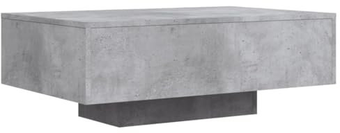 vidaXL Table Basse avec Lumières LED, Table d'Appoint, Bout de Canapé, Meuble de Salon Salle de Séjour, Moderne, Gris Béton Bois d'Ingénierie
