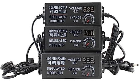 Adaptador de Fuente de alimentación CA Ajustable a CC 220V a 3V 6V 9V 12V 24V Fuente de alimentación 3 12 24 V Transformadores de iluminación Pantalla de visualización (Color : 3V-12V-5A, Size : US