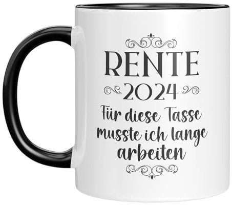 TassenTicker - Rente 2024 - Für diese Tasse musste ich lange arbeiten - Geschenk zum Ruhestand - Mann - Renteneintritt - Abschiedsgeschenk - Schwarz